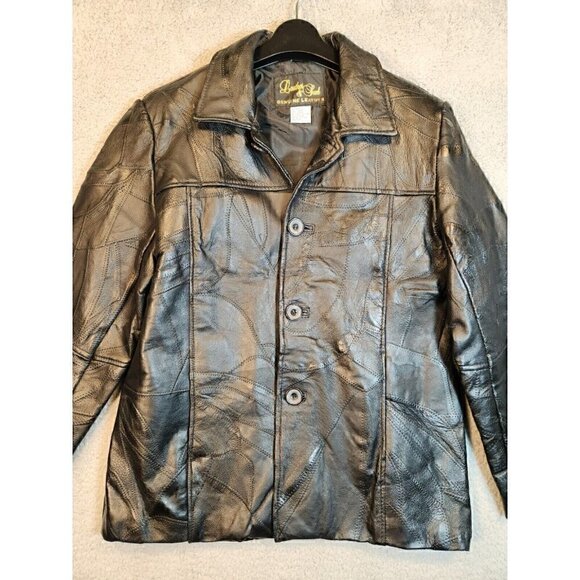 Jackets & Blazers - Vintage Black Leather Patchwork Blazer Womens Medium Leather and Soul